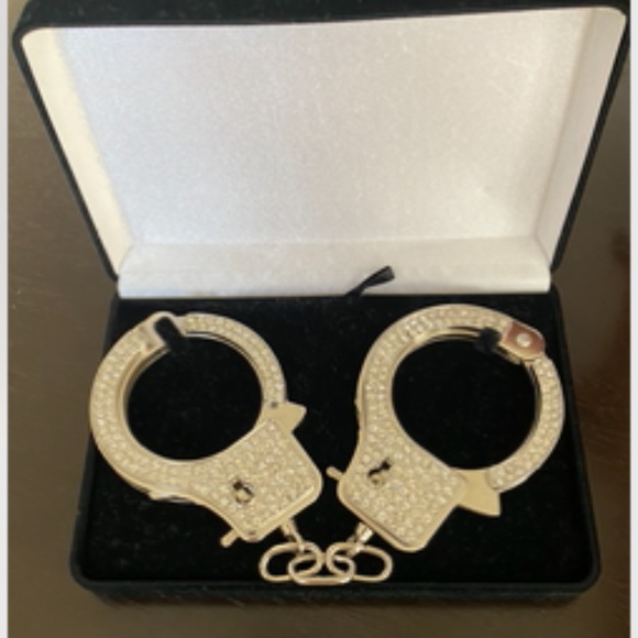 Swarovski Embellished Silver Handcuffs Purchased in Paris, France - Picture 2 of 8